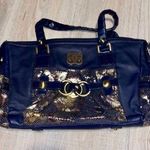 Original by Sharif 1827 blue leather & gold snake print handbag Photo 0