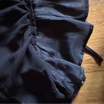 Six/Fifty Silky Black Milkmaid Top with Keyhole Bow and Ruffles, Size S, NWT Photo 5