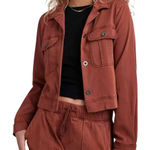 Bella Dahl Flap Pocket Cropped Utility Jacket Size Small Autumn Amber Photo 0