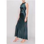 MELLODAY  Ruched Cowl Neck Bias Cut‎ Satin Maxi Dress, Large, Hunter Green, NWT Photo 4