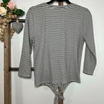 BB Dakota Black White Striped Boat Neckline Shirt Tie Front Size Small Photo 2