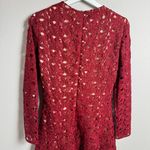 ZARA  Crochet Lace Boho A Line Mini Dress‎ Size Large Burgundy Wine Valentine Photo 11