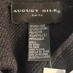 August Silk  Womens Cami Top Size L Black Knit Metallic Thread Sleeveless V‎ Neck Photo 5