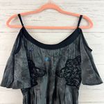 Free People  Gray Floral Print Fit and Flare Cold Shoulder Dress Size 4 Photo 6