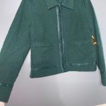 Ryegrass Sea Moss Green Woven Faux Leather Trim Zip Up Jacket Large New With Tag Photo 10
