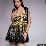 ASOS LUXE embellished sequin baby doll mini dress with faux pearls Photo 1