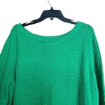 Lands' End  Sweater Womens 2X 20W 22W Green Waffle Knit Pullover Sweatshirt Photo 1