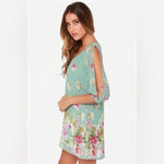 Lulus Exclusive Shifting Dears Sage Green Floral Print Dress Open Sleeves Size M Photo 5