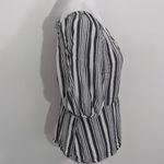 Old Navy Black and White Striped Wrap Blouse Size Small Puffy Sleeve Top Photo 2