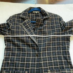 Gimmicks by BKE  plaid embellished long jacket Blazer Navy Women’s size S Photo 6