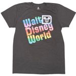 2022 Parks Walt Disney World Retro Rainbow Logo Mickey Gray Shirt Medium Photo 0