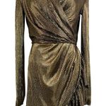 Bronx And Banco Anais Mini Dress Metallic Gold Pleated Size 8 Photo 0