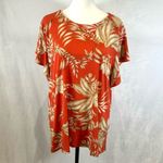 Liz Claiborne burnt orange and tan tropical leaf print blouse top size XXL Photo 2