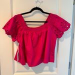 NWT Hyacinth House Hot Pink Eyelet Puff Sleeve Top | S Photo 4