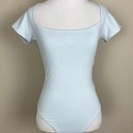 Aritzia Babaton Contour Bodysuit Womens Medium Baby Blue Squareneck Short Sleeve Photo 0