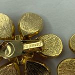 Les Bernard Gripoix Style Glass Cabochon Flower Statement Clip Earrings 1980’s Orange Photo 4