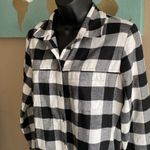 Free Press Women xs  Buffalo plaid black & white flannel button down shirt shacket Photo 1