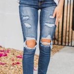 Tricot C'est Toi Distressed Ankle Cuff Jeans Size 9/28 Blue Photo 0