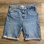 ZARA Denim Cutoff Long Bermuda Jean Shorts Size 8 Photo 0