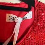 Grace Karin  Red Sparkly Fringe Sleeveless Crewneck Tassel Sequin Tank Photo 6