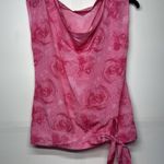 New York and Company NY&C Cowl Boat Neck Blouse Womens S Pink Rose Waist Tie Photo 0