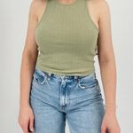 Roxy sage green beachy textured scuba tank top size M Photo 9