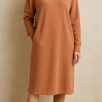Uniqlo Sweat Hoodie Long-Sleeve Dress Orange 85% Cotton Sz Large Photo 0