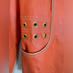 St John Sport by Marie Gray Orange Tangerine Leather Full Zip Jacket Medium Photo 8
