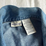 Vintage Floral Stitched Denim Jean Jacket XL Blue Photo 3