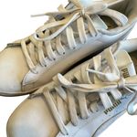 Puma Vikky Leather Sneaker White Gold Logo Lace-Up Tennis Shoes Size 8 Women's Photo 9