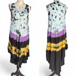 Mamta VTG Tye Dye  Embroidered Sleeveless Scoop Neck High Low Dress - One Size Photo 1