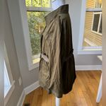 Vera Wang Simply Vera  Olive Green Trench Coat Anorak Utility Jacket Petite XL Photo 2