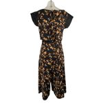 Nicole Miller  Black Floral V Neck Short Sleeve Wide Leg Romper Jumpsuit Size M Photo 1