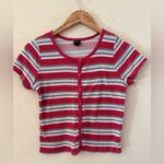Art Class Striped Red and White Button-Up Top Photo 0