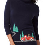 Talbots NWT Christmas Sweater Blue Red Turtleneck Farmhouse S Petite Photo 0
