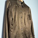 Brown Silk Animal Print button up shirt Photo 2