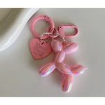 NEW Pink Balloon Dog Keychain Heart Charm Keyring Cute Y2K Photo 5