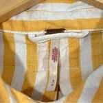 Free People Yellow White Cropped Striped Button Down Shirt Photo 4