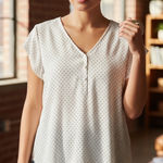 Philosophy White and Black Polka Dot Blouse Photo 0