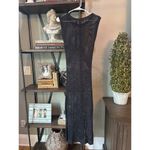 Tahari  Mesh Maxi Metallic Knit Cover Up Dress Black Womens Size Small Photo 3