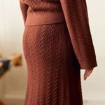 Sézane NWT Sezane Marilou in Caramel Cable Knit Merino Wool Midi Sweater Skirt XS Photo 4