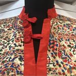 Vintage 70s Kimono Style Floral Print Dress Size Small Red Photo 3