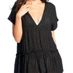 Xhilaration  Black/Gold V-Neck Beach Swim Cover Up Tunic Top Size Medium NWT Photo 0
