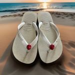 Havaianas ‎ Flip flop White With Red Skull Charm Crystal Eyes Eur 37 Photo 1