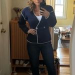 Derek Lam  Blue Cardigan Sweater MEDIUM Preppy Blazer Career Work Designer $425 Photo 4