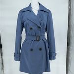 Esprit  Blue Trench Coat Womens US 10 Belted Double Breasted Cotton Photo 2