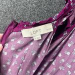 Loft Midi Sun Dress Petite Size 2 Purple Ditsy Floral Ruffle Neckline Zip Back Photo 8