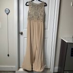 Jovani  Embellished beaded Gown Formal Evening Dress Beige Size 10 wedding guest‎ Photo 4