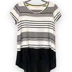 Pleione Anthro Black White Striped Tunic Tee Women’s Size Medium Springs Top Photo 0