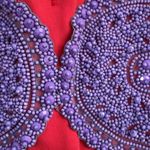 Carven Mikado Beaded Polyester Silk Pink and Purple Mini Dress Pockets Size 36 Photo 6